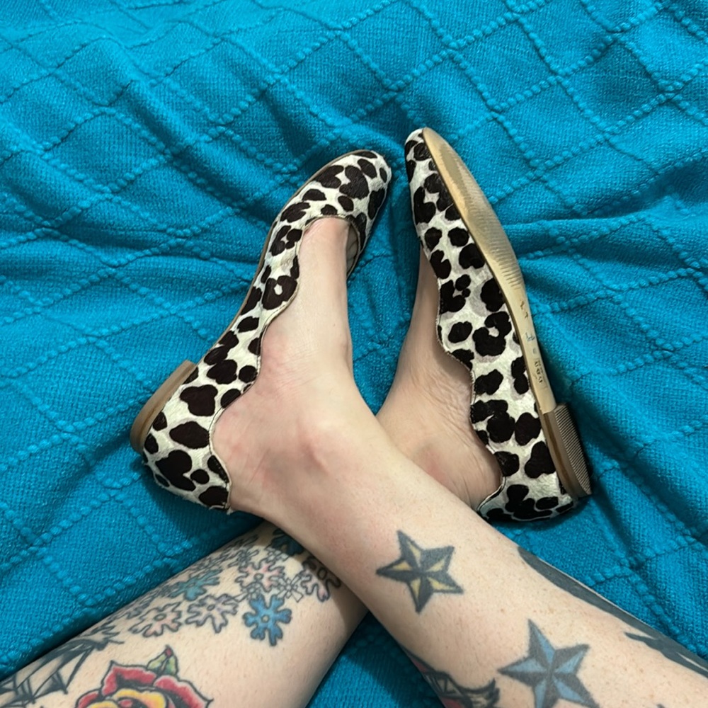 Boden Black and White Animal Print Flats